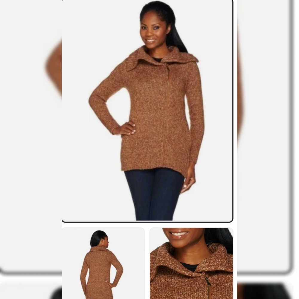 Lisa Rinna Collection Cowl Neck Sweater - Rich Brown